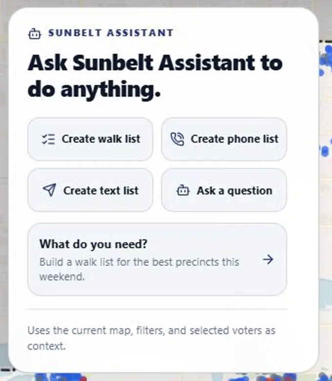Sunbelt Assistant inside a live Campaign Baby campaign workspace
