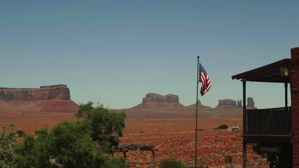 Dusty American Flag Blowing in the Arizona Wind